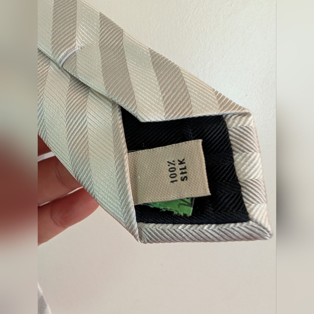 2 Burberry London Neckties-Nova Check And White/ Gray Striped - Picture 12 of 15